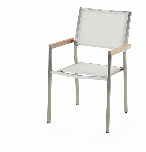 Vrtni blagovaonski set Grosso (siva + grafit) (bijele stolice) (u kompletu) (za 6 osoba) (granit)