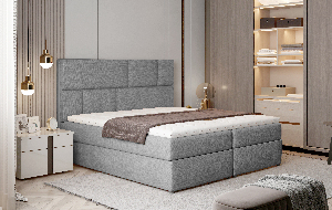 Bračni krevet Boxspring 180 cm Florio (svijetlo siva) (s madracima i prostorom za odlaganje)