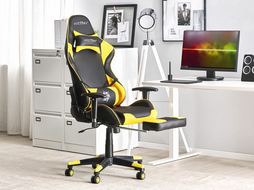 Uredska stolica VITTORE (sintetička koža) (crna + žuta)