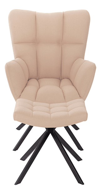 Dizajnerska okretna fotelja Komand (bež) (s osloncem za noge )