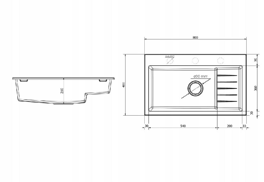 Kuhinjski sudoper Akream (bež) (sa 2 otvora za bateriju)
