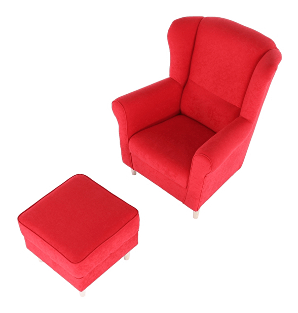 Fotelja s tabureom Aevo (crvena) 