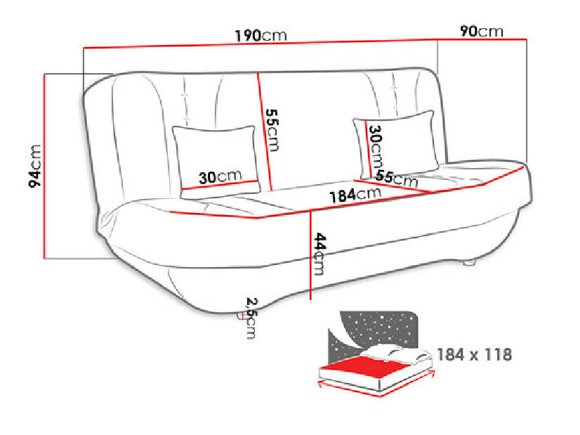 Sofa na razvlačenje Dahlia (Uttario Velvet 2971 + Uttario Velvet 2973)