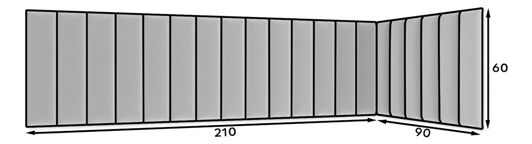 Set 20 tapeciranih panela Quadra 210x90x60 cm (boja senfa)