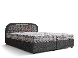 Bračni krevet  Boxspring 140 cm Brick (tamnosiva + pleteni uzorak) (s madracem i prostorom za odlaganje)