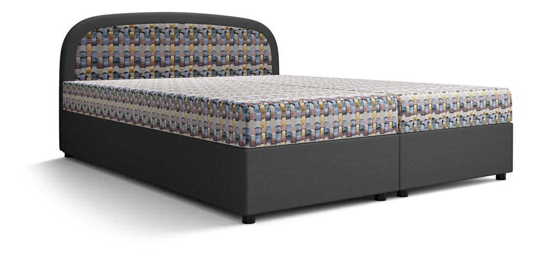 Bračni krevet Boxspring 160 cm Brick Comfort (tamnosiva + pleteni uzorak) (s madracem i prostorom za odlaganje)
