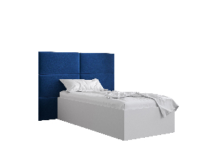 Jednostruki krevet s tapeciranim uzglavljem 90 cm Brittany 2 (bijela mat + plava) (s podnicom)