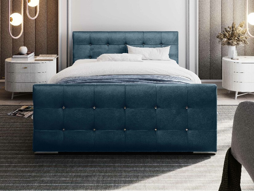 Bračni krevet 160 cm Darrin (plava) (s podnicom i prostorom za odlaganje)