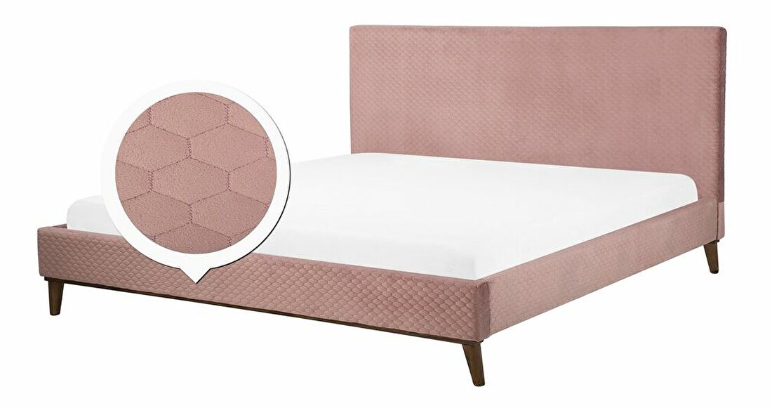 Bračni krevet 180 cm BARON (s podnicom) (ružičasta)