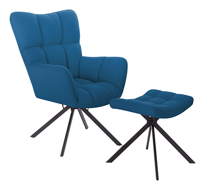 Dizajnerska okretna fotelja Komand (petrolejová) (s osloncem za noge )
