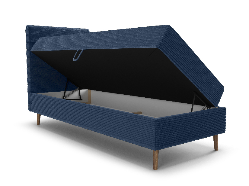 Jednostruki krevet 80 cm Napoli Comfort (plava) (s podnicom, s prostorom za odlaganje)