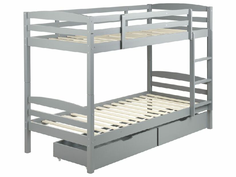 Krevet na kat 90 cm Reggeton (siva) (s podnicom i prostorom za odlaganje)