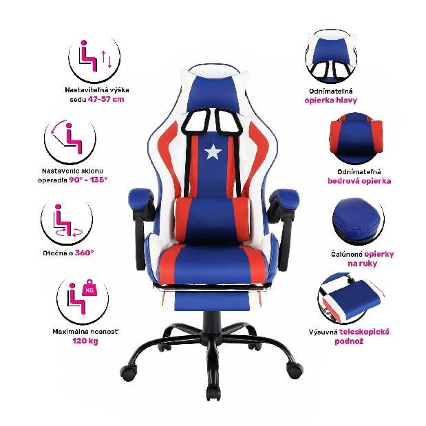 Uredska fotelja Casie (plava + červena)