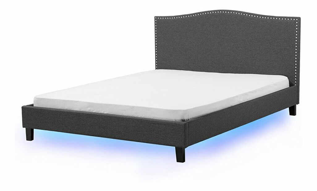 Bračni krevet 160 cm MONTHY (s podnicom i LED rasvjetom) (tamno siva)