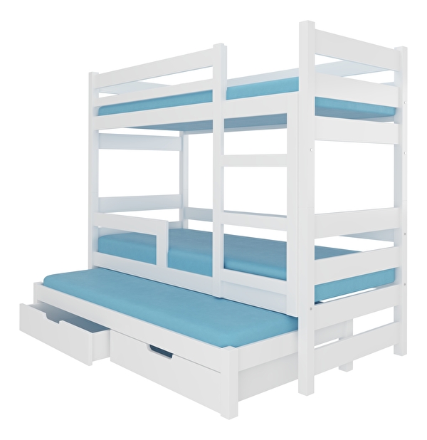 Dječji krevet na kat 180x75 cm Karin (s podnicom i madracem) (bijela)