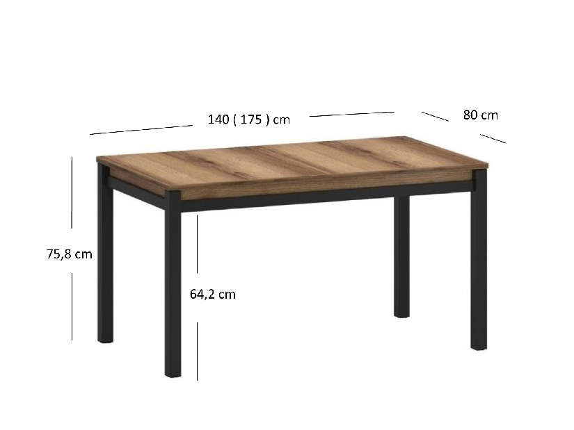 Blagovaonski stol na razvlačenje 140-175 cm Marni (hrast delano tamni)