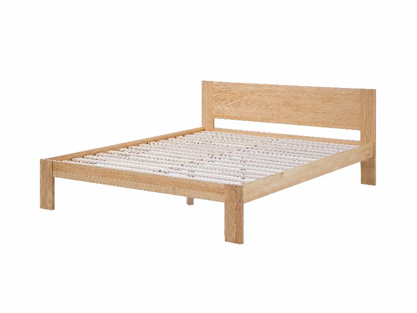Bračni krevet 160 cm NANTERRE (s podnicom) (svijetlo drvo)