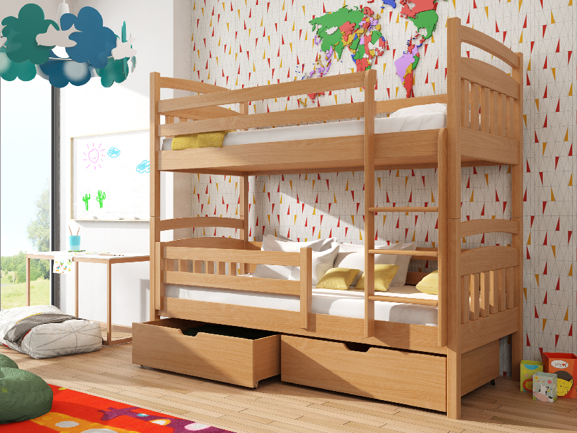 Dječji krevet 90 x 190 cm Galvin (s podnicom i prostorom za odlaganje) (bukva)