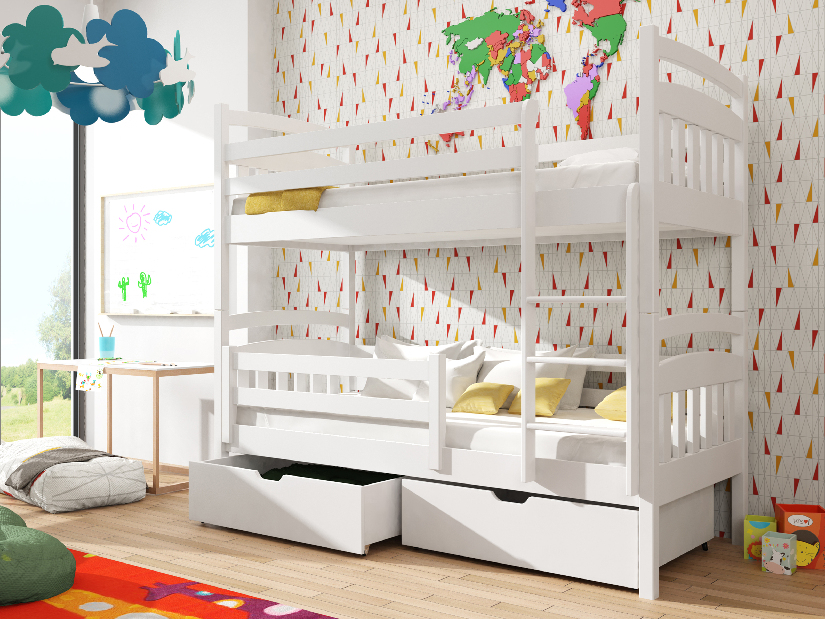Dječji krevet 90 x 200 cm Galvin (s podnicom i prostorom za odlaganje) (bijela)