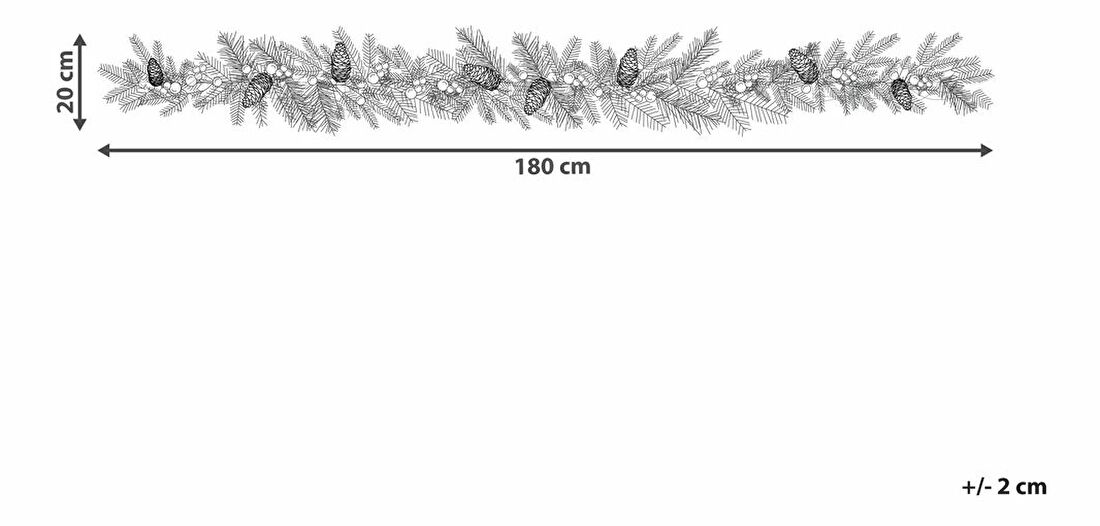 Božićni vijenac 180 cm Thorfinn (zelena) (s rasvjetom)
