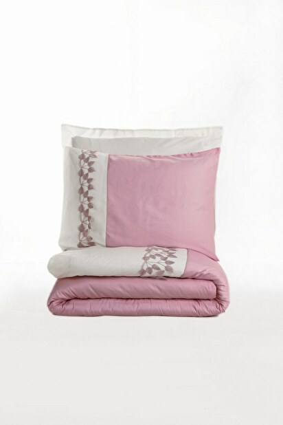 Set satenske posteljine 200 x 220 cm Niome (ružičasta + bijela)