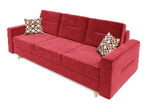 Kauč na razvlačenje Bergenia (crvena + jastuci s uzorkom)