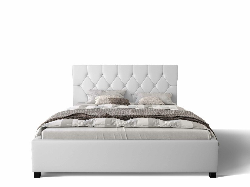 Bračni krevet 160 cm Sylvie (bijela) (s podnicom i prostorom za odlaganje)