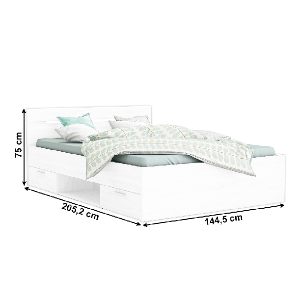 Bračni krevet140 cm Myriam (bijela) (bez madraca i podnice)