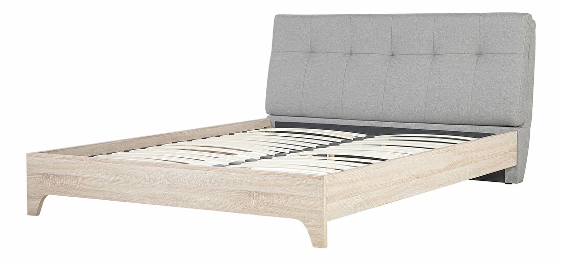 Bračni krevet 180 cm BERGAMO (s podnicom) (siva + svijetlo drvo)