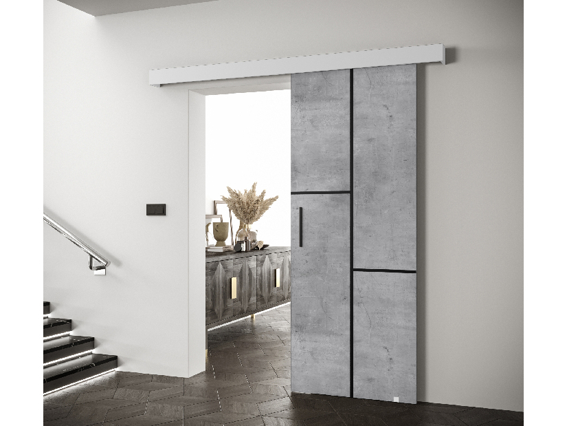 Klizna vrata 90 cm Sharlene VII (beton + bijela mat + crna)