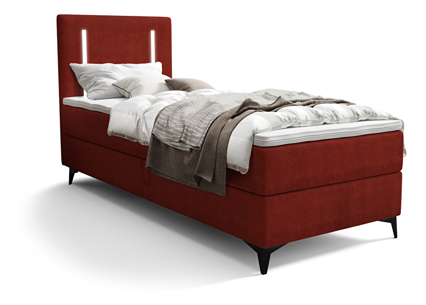 Jednostruki krevet 80 cm Ortega Bonell (crvena) (s podnicom, bez prostora za odlaganje) (s LED rasvjetom)