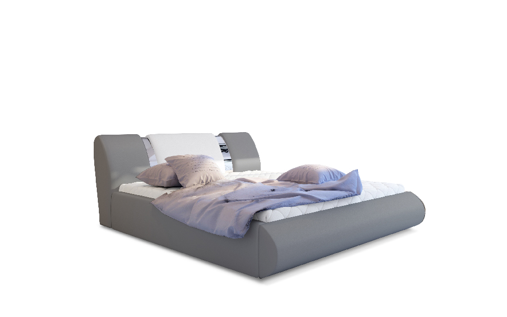 Bračni krevet 140 cm Fabio (svijetlosiva + bijela) (s podnicom i prostorom za odlaganje)