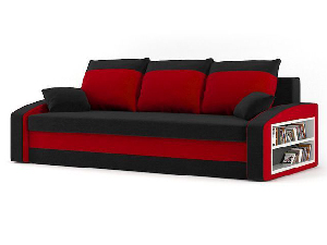 Sofa Houda (crna + crvena) (s policom) 