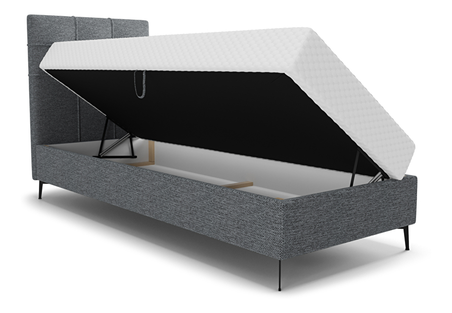 Jednostruki krevet 80 cm Infernus Comfort (tamnosiva) (s podnicom, s prostorom za odlaganje)