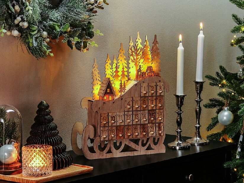 Vanjska dekoracija saonice i adventski kalendar Impza (svijetlo drvo)