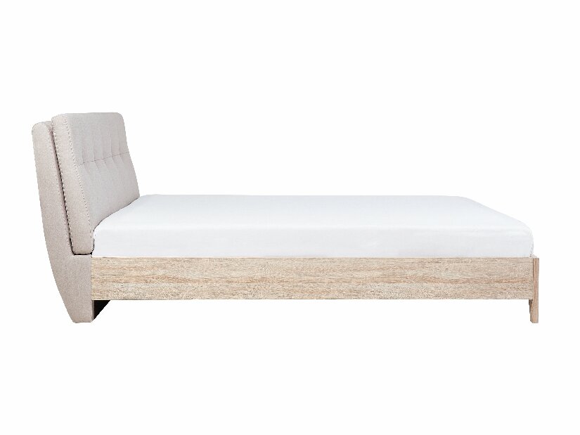 Bračni krevet 160 cm BERGAMO (s podnicom) (bež + svijetlo drvo)