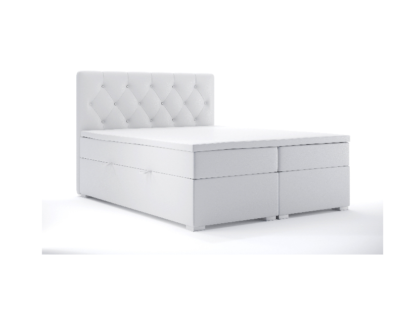 Bračni krevet Boxspring 180 cm Ronda (bijela ekokoža) (s prostorom za odlaganje)