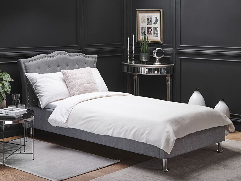 Jednostruki krevet 90 cm MATH (s podnicom) (siva)