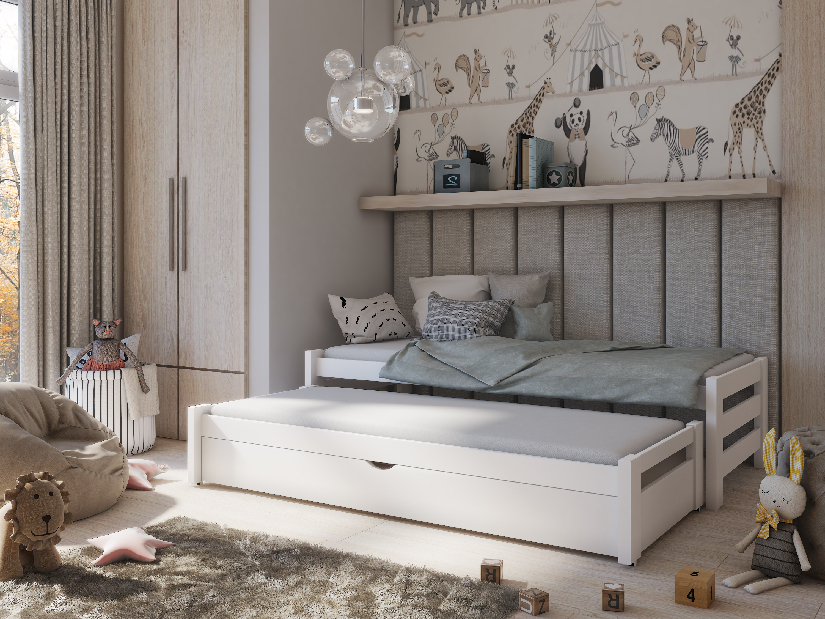 Dječji krevet 80 x 180 cm ANISSA (s podnicom i prostorom za odlaganje) (bijela)