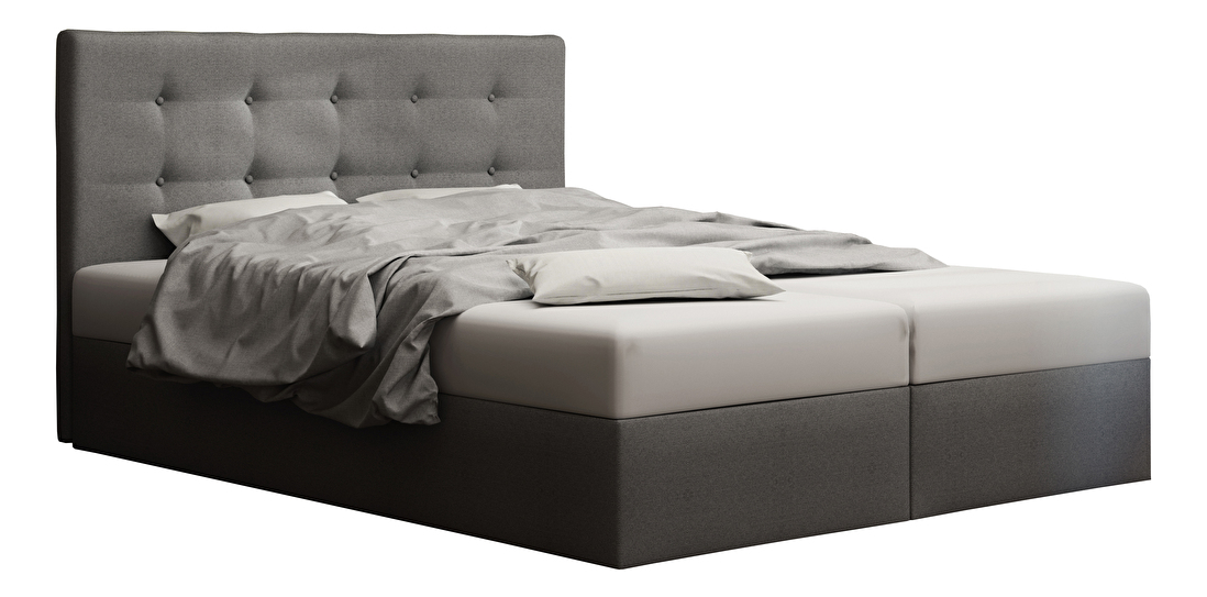 Bračni krevet Boxspring 140 cm Duel 1 Comfort (siva) (s madracem i prostorom za odlaganje)