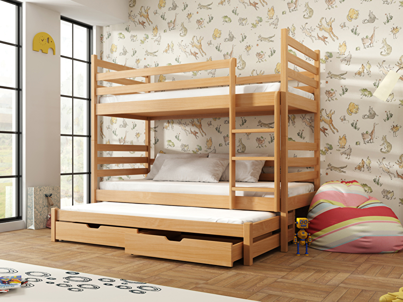 Dječji krevet 80 x 180 cm TORI (s podnicom i prostorom za odlaganje) (bukva)