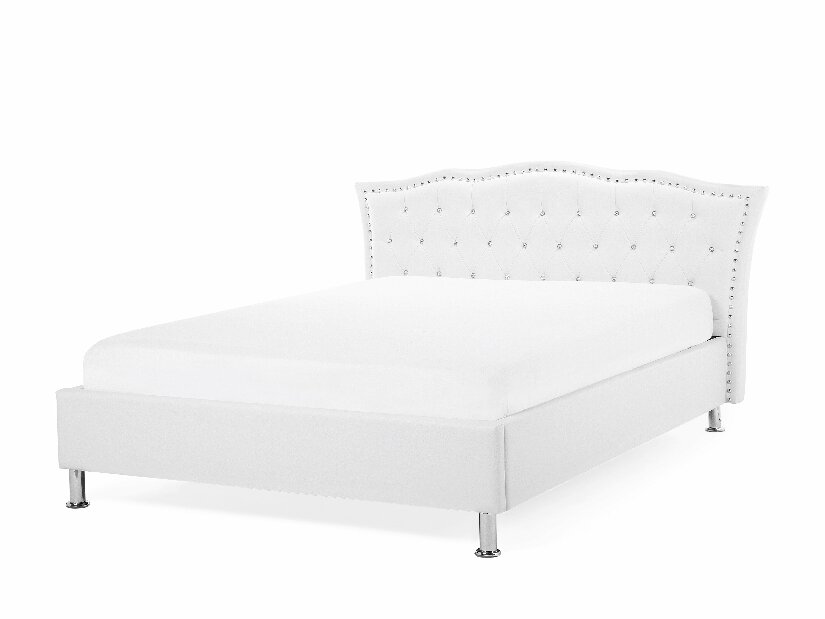 Bračni krevet 140 cm MATH (s podnicom i prostorom za odlaganje) (bijela)