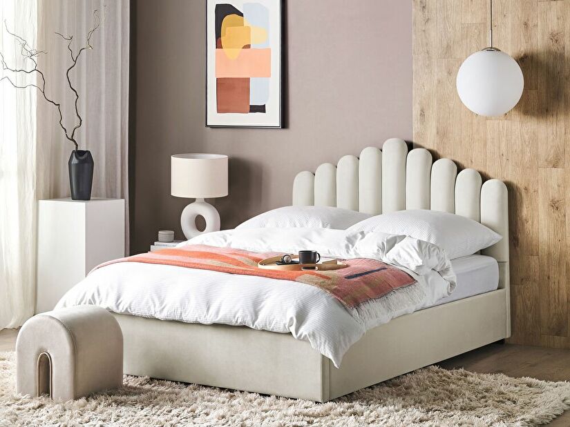 Bračni krevet 160 cm Valhala (bijela) (s podnicom i prostorom za odlaganje)