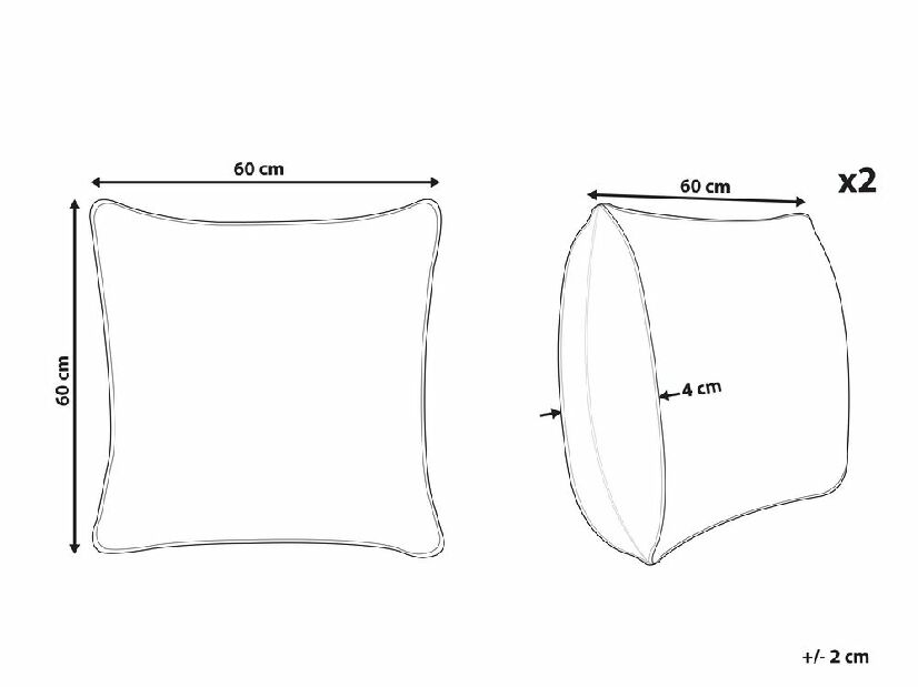 Set 2 ukrasna jastuka 60 x 60 cm Rude (bež)