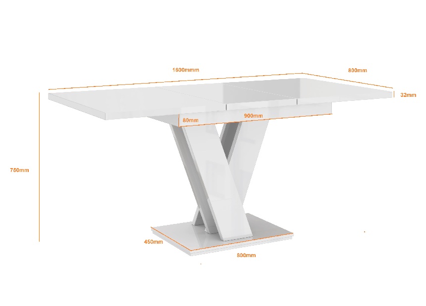 Blagovaonski stol Mabea (crna sjaj) (za 4 do 6 osoba)
