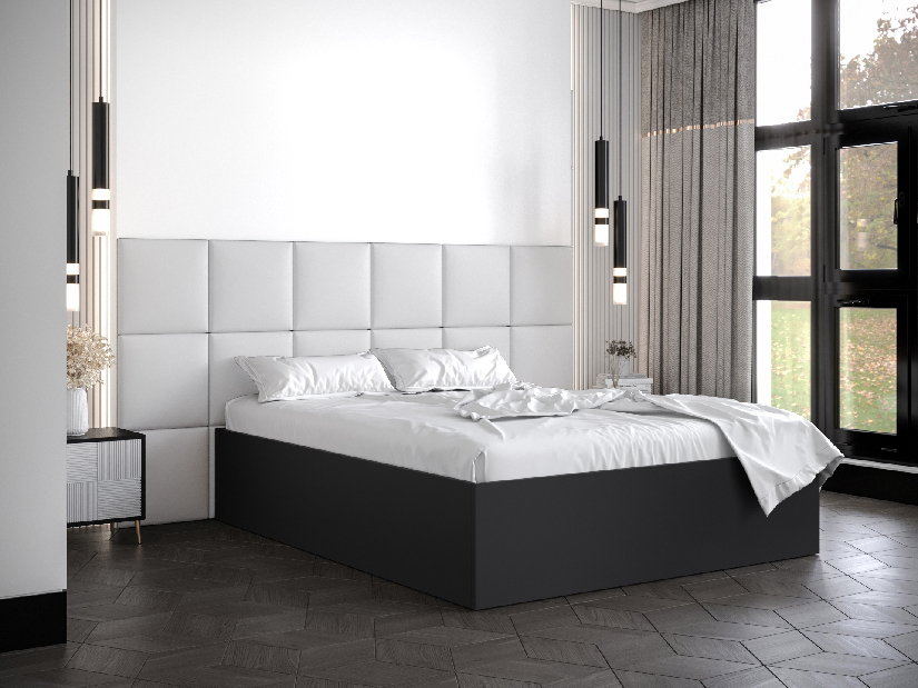 Bračni krevet s tapeciranim uzglavljem 160 cm Brittany 4 (crna mat + bijela) (s podnicom)
