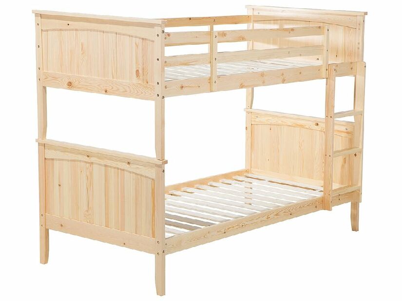 Krevet na kat 90 cm Alf (svijetlo drvo) (s podnicom i prostorom za odlaganje)