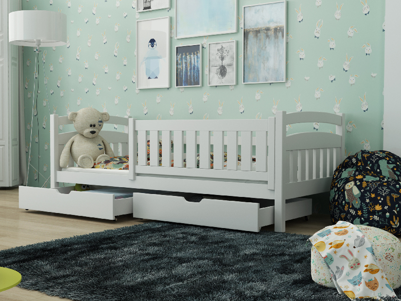 Dječji krevet 90 x 200 cm Tarra (s podnicom i prostorom za odlaganje) (bijela)