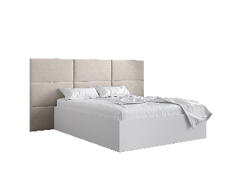 Bračni krevet s tapeciranim uzglavljem 160 cm Brittany 2 (bijela mat + krem) (s podnicom)