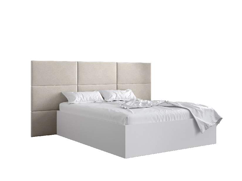 Bračni krevet s tapeciranim uzglavljem 160 cm Brittany 2 (bijela mat + krem) (s podnicom) *Outlet moguća oštećenja